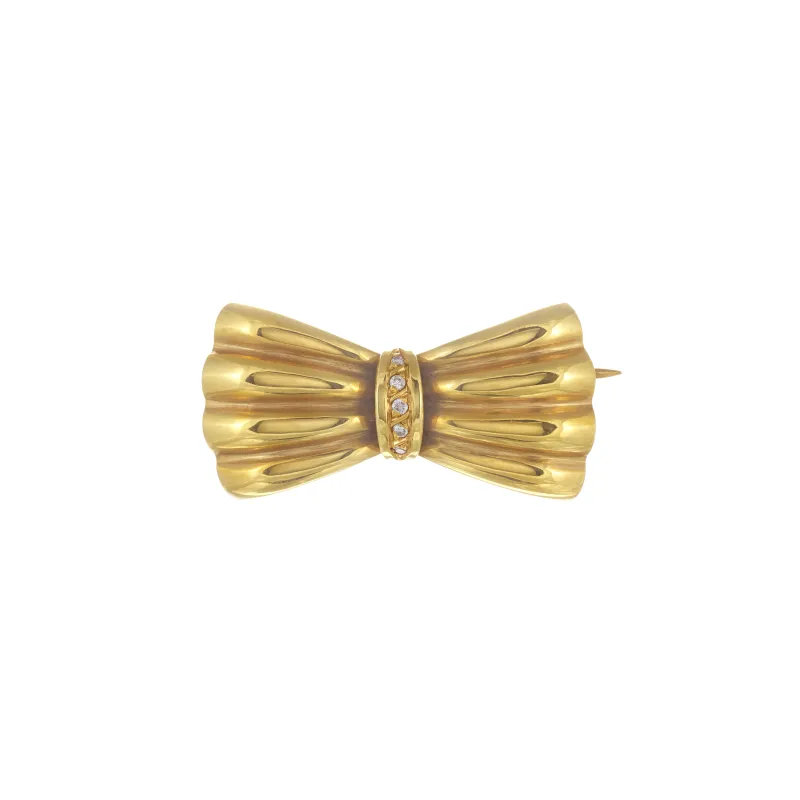 Marcolino Alfinete Ouro Amarelo 5 Diamantes (Laço) 200981