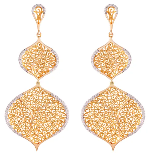 Image Brinco Ouro Amarelo 102 Diamantes 1,10 Cts