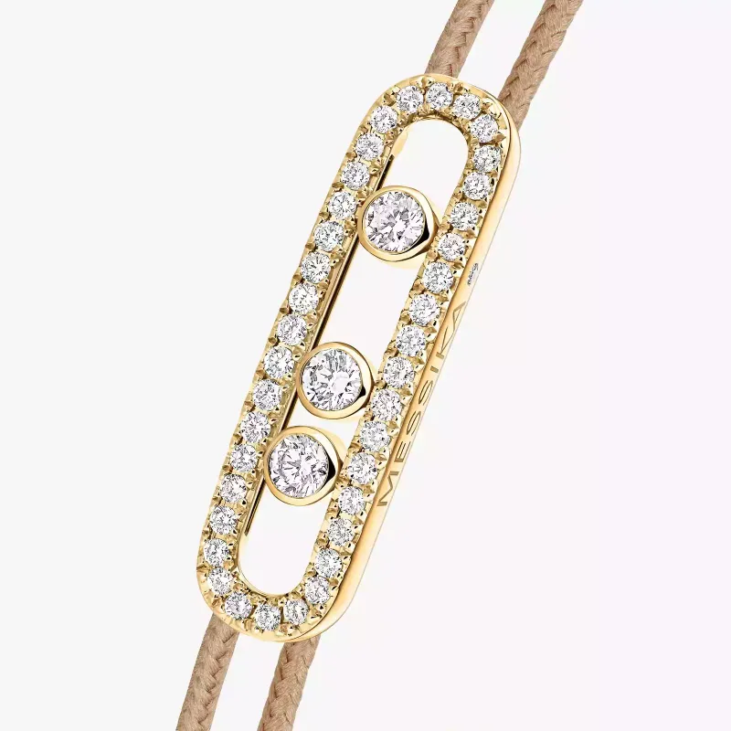 Messika MESSIKA CARE(s) Diamond Pavé Beige Cord Bracelet Yellow Gold PU.14102.YG