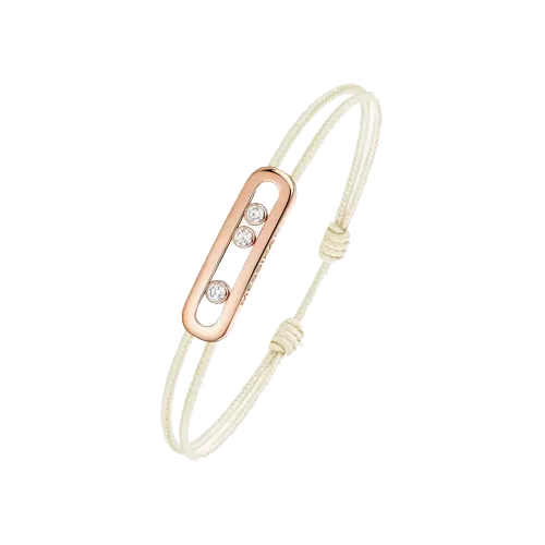 Image MESSIKA CARE(s) Cream Cord and Pink Gold Diamond Bracelet