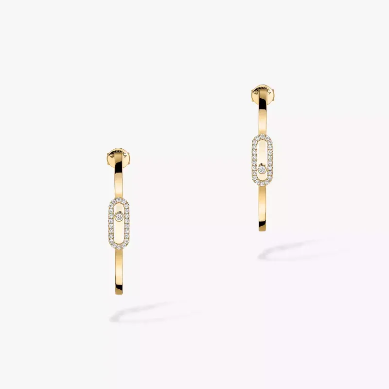 Messika Move Uno Yellow Gold Diamond Hoop Earrings MEK.43.BR.12485.YG