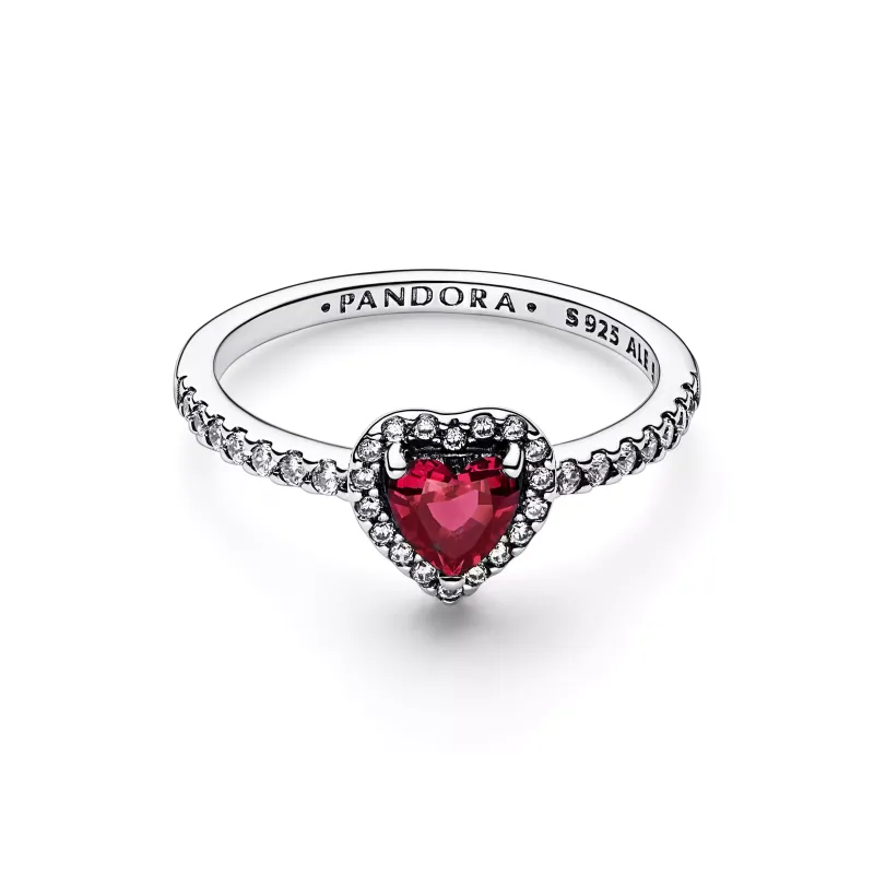 Pandora Anel Sparkling Red Elevated Heart 198421C02-58