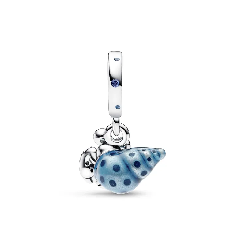 Pandora Hermit crab sterling silver dangle with stellar blue, icy gr 792700C01