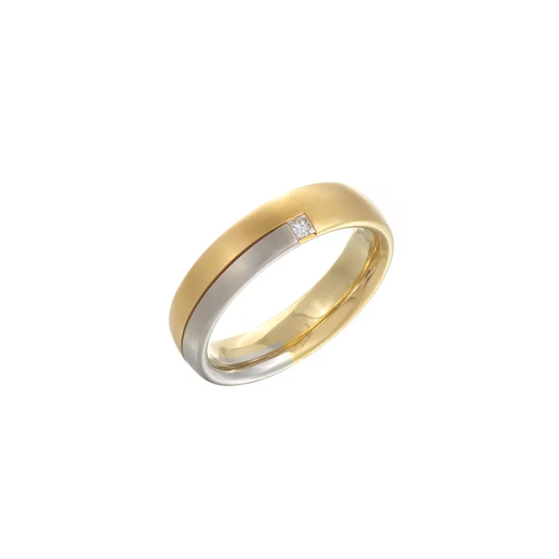 Meister Aliança Ouro Amarelo e Ouro Branco com Diamantes 241391-031413