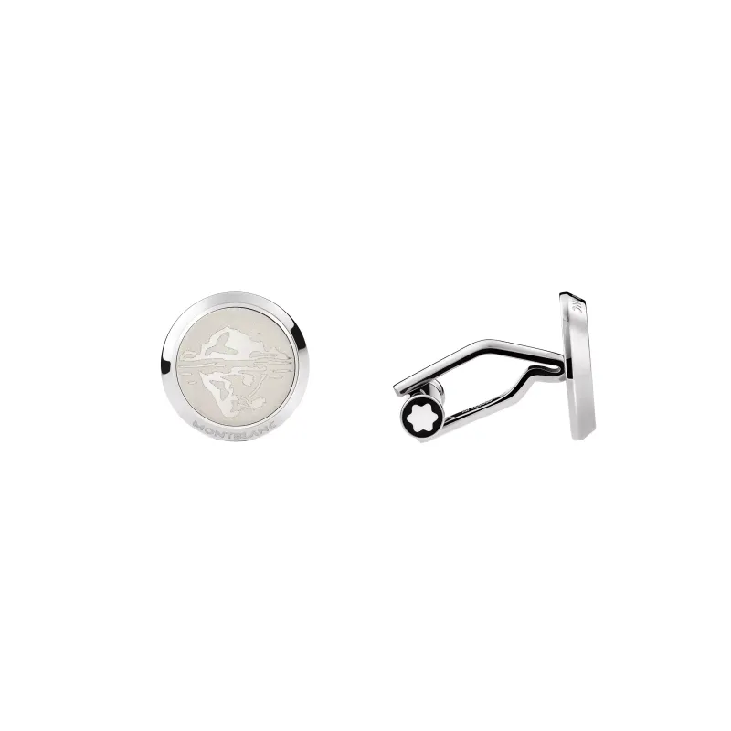 Montblanc Cufflinks 1858 Ice Sea Steel 129508