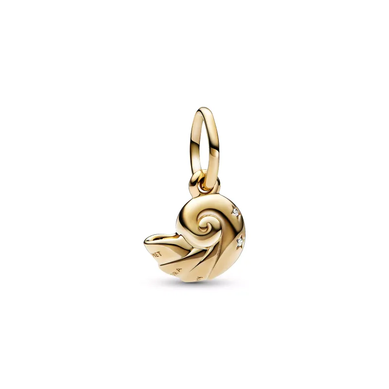 Pandora Disney The Little Mermaid shell 14k gold-plated dangle with 762685C01