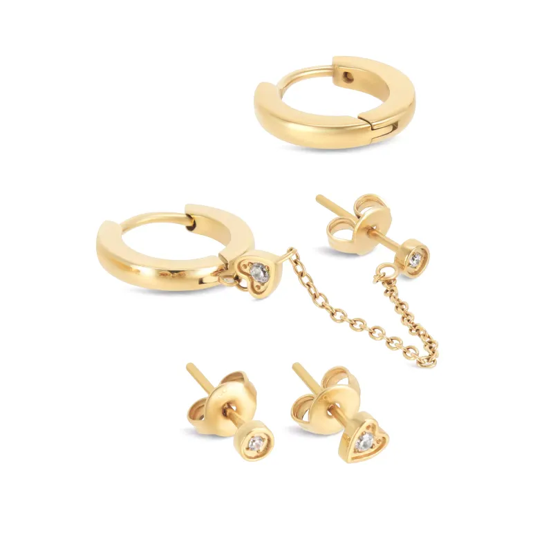 One Set de Brincos Golden Four OJSEGF03G