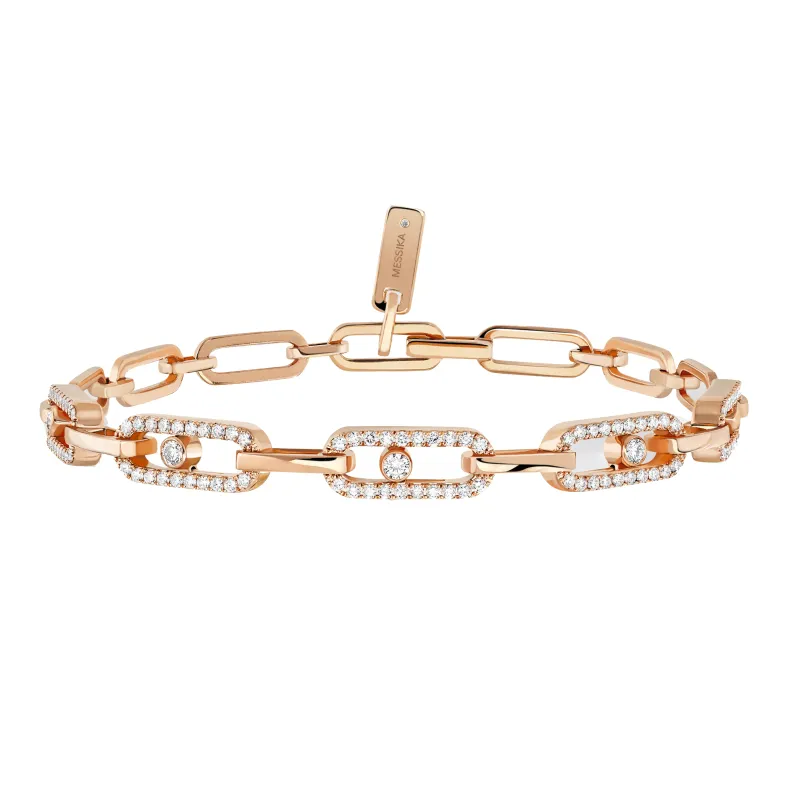 Messika Pulseira Move Uno Ouro Rosa com Diamantes MEK01PU12187PG