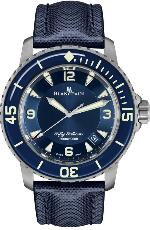 Blancpain Blancpain Fifty Fathoms azul Data Titanio 5015-12B40-O52A