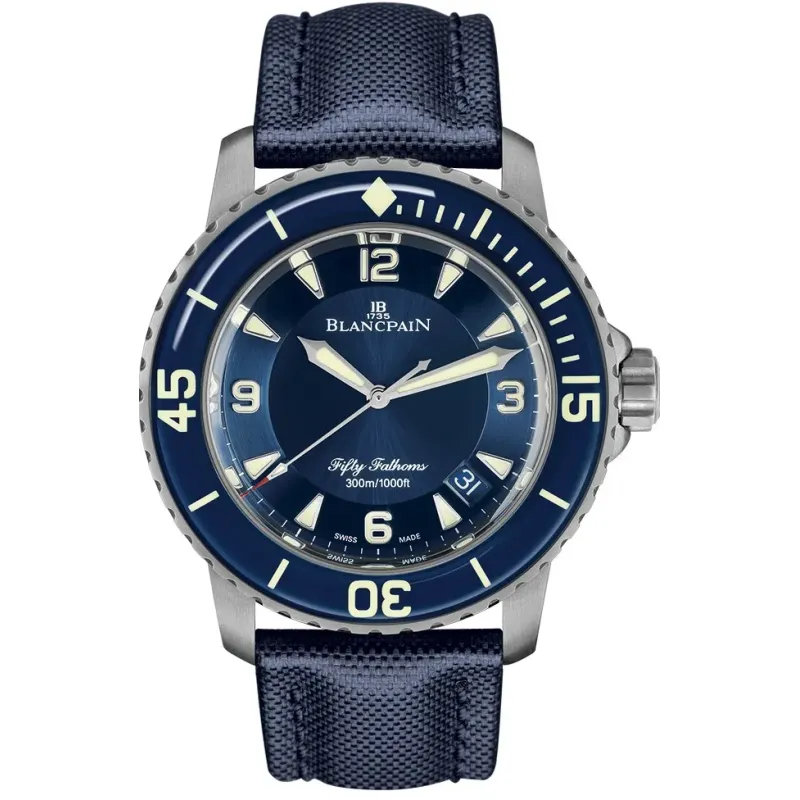 Blancpain Blancpain Fifty Fathoms azul Data Titanio 5015-12B40-O52A