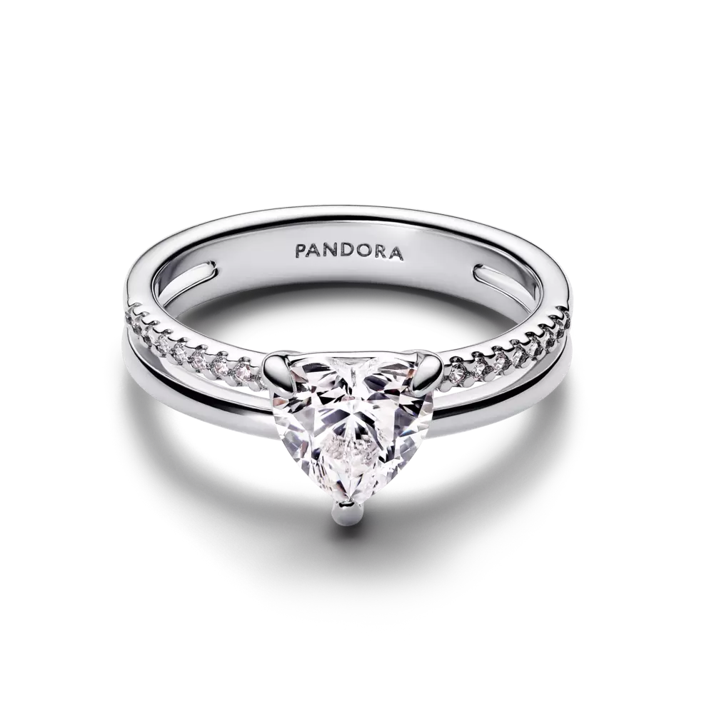 PANDORA Heart sterling silver ring with clear cubic zirconia (Ref