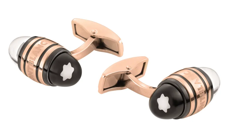 Imagem BOTÕES DE PUNHO EM AÇO C/ OURO ROSA/PVD PRETO