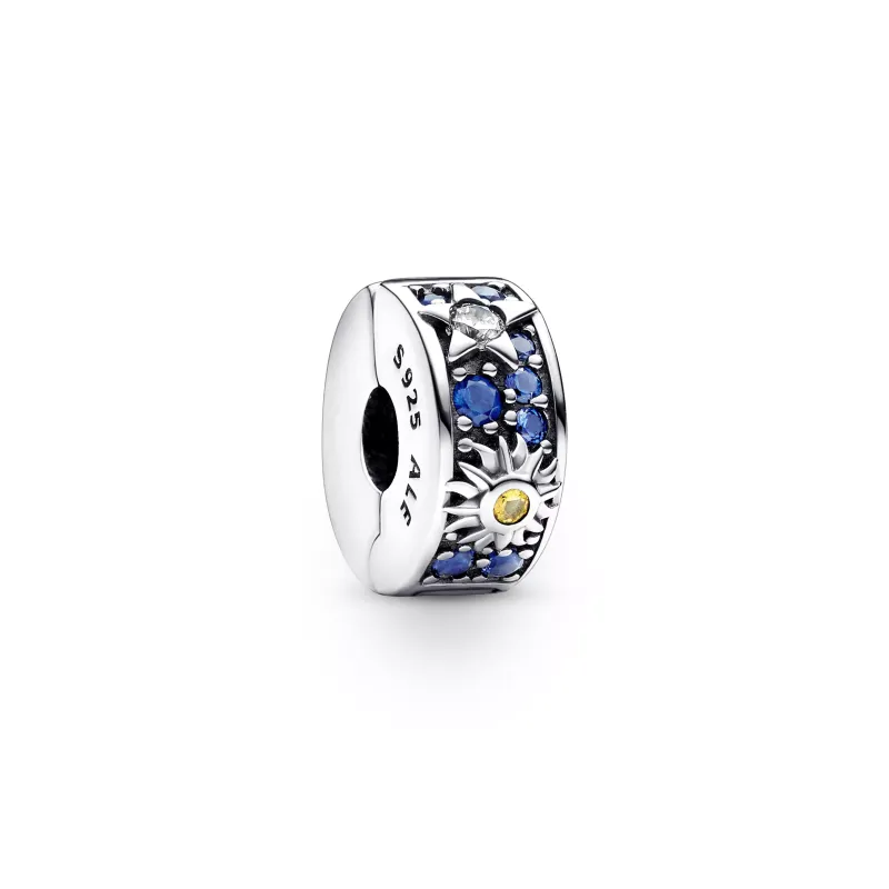 Pandora Celestial sterling silver clip with royal blue crystal, nigh 792681C01