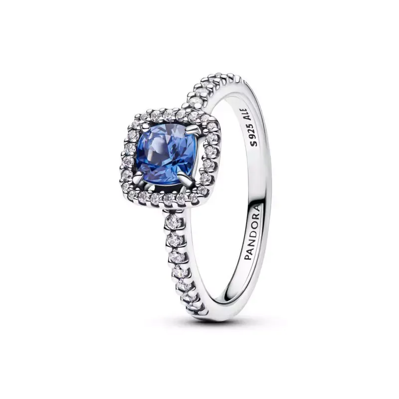 Pandora Sterling silver ring with cornflower blue crystal and clear 193555C01-52