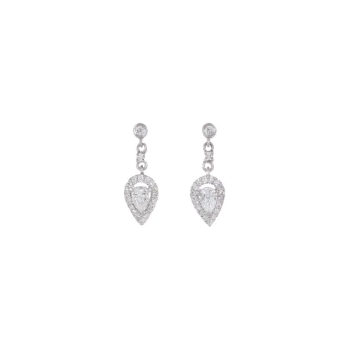Par de Brincos Ouro Branco com Diamantes