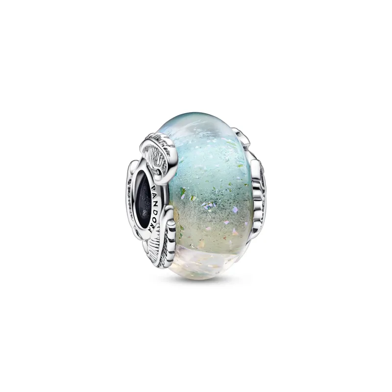 Pandora Feather sterling silver charm with pink dichroic multicolor 792577C00