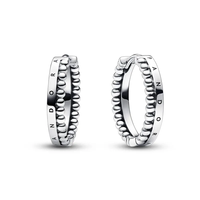 Pandora Signature Logo & Beads Hoop Earrings 292310C00