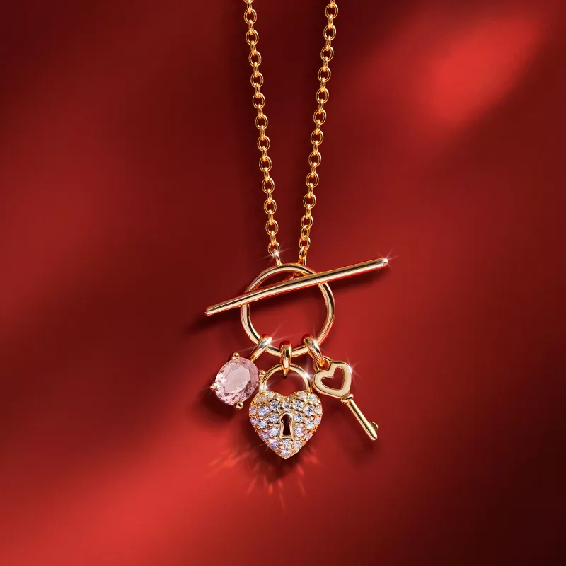 Unike Colar Valentines Key and Heart Golden UK.CL.JT0024.00.00