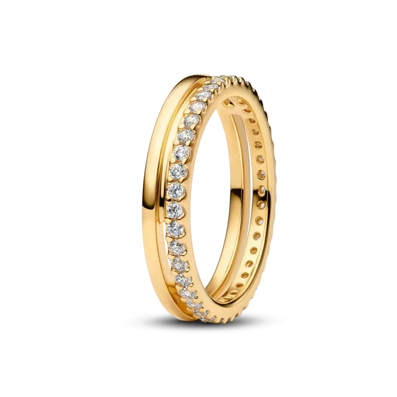 Pandora Anel Meia Aliança Ouro Eternidade com Zircônias 163799C01-52