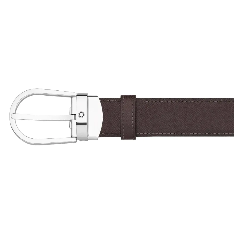 Montblanc Cinto Horseshoe Preto/Castanho Reversível em pele 113834