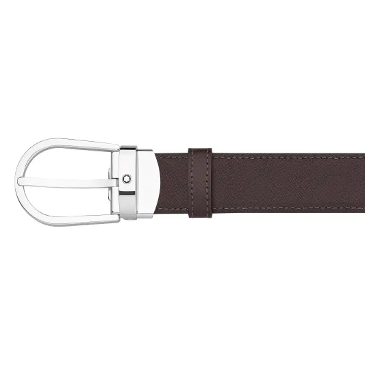 Montblanc Horseshoe buckle black/brown 30 mm reversible leather belt 113834