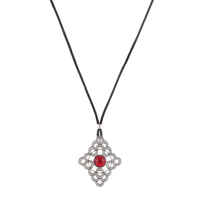 Marcolino Bordeaux Silver Filigree Necklace 10CL-PB0030BO