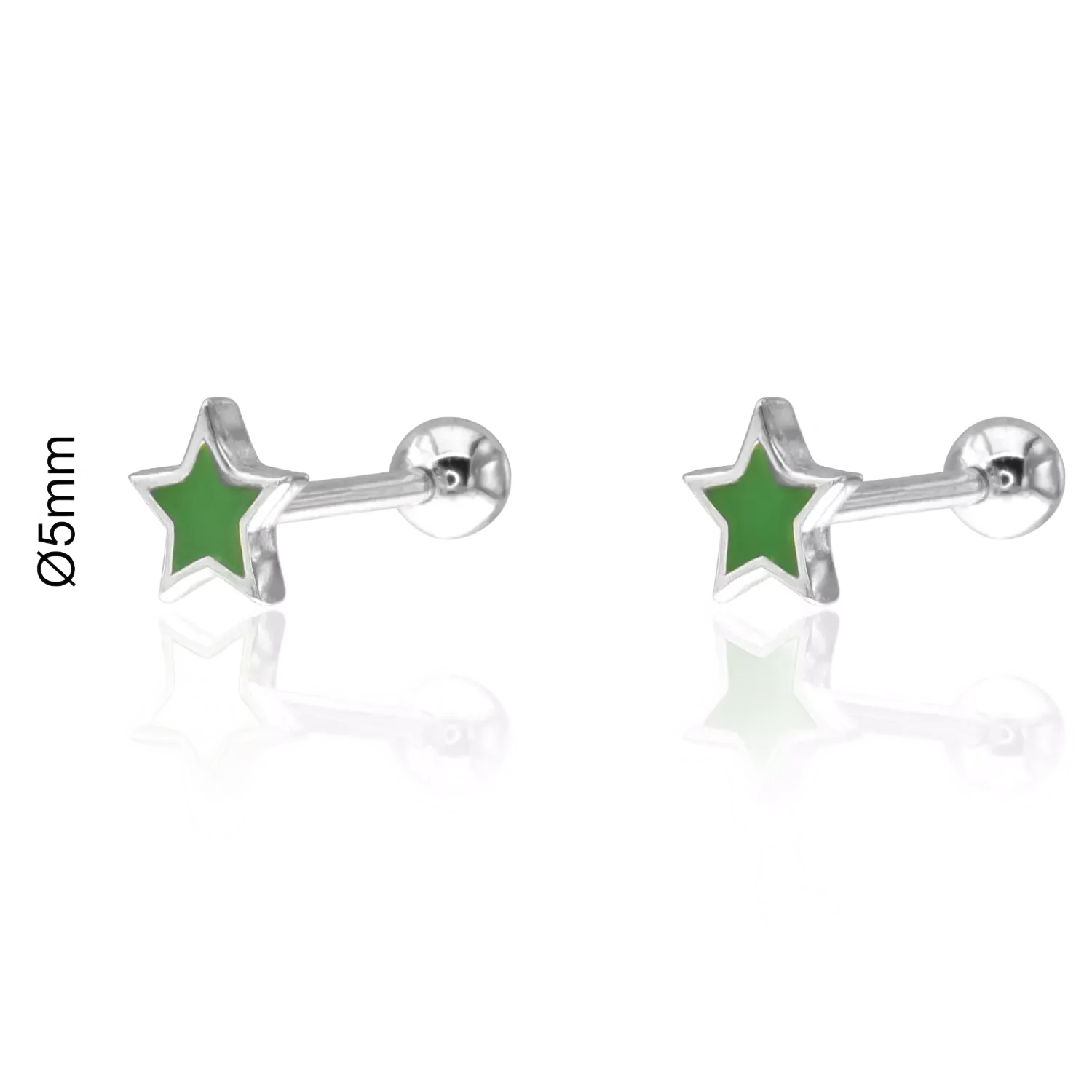 BRINCOS PRATA ESTRELA VERDE