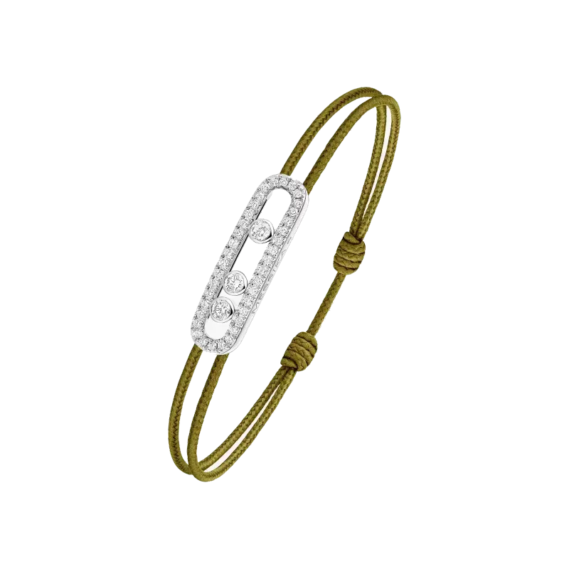 Messika MESSIKA CARE(s) Diamond Pavé Khaki Cord Bracelet White Gold PU.14100.WG