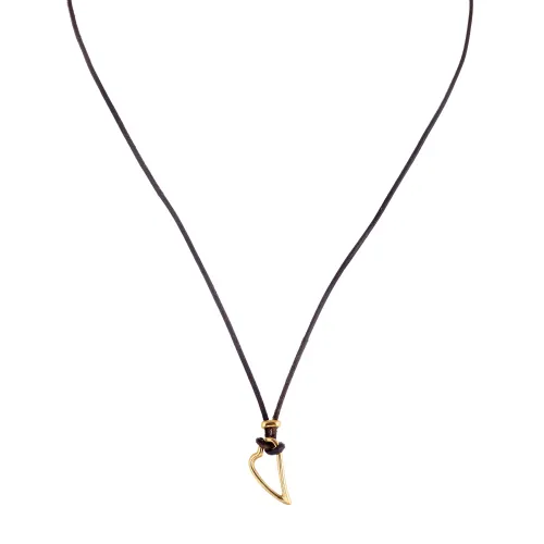 Colar Couro com Pendente em Ouro Amarelo
