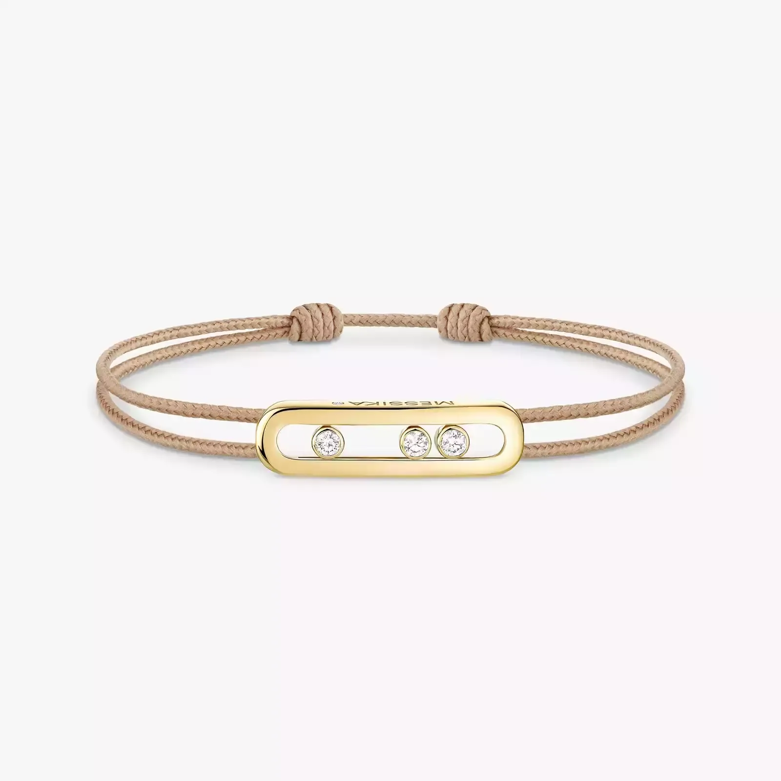 Image MESSIKA CARE(s) Diamond Beige Cord Bracelet in Yellow Gold
