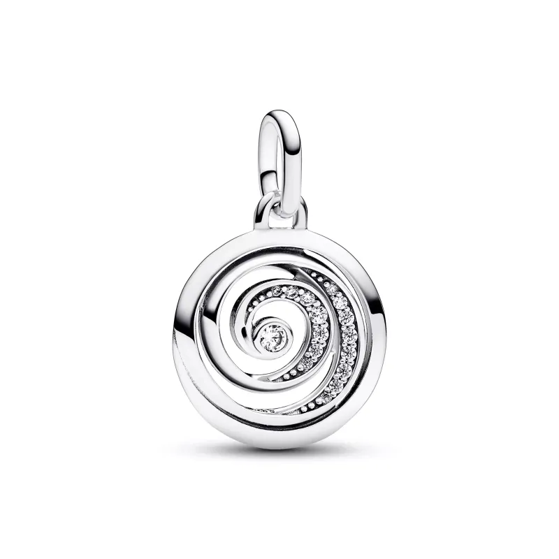 Pandora Spiral sterling silver medallion with clear cubic zirconia 793046C01