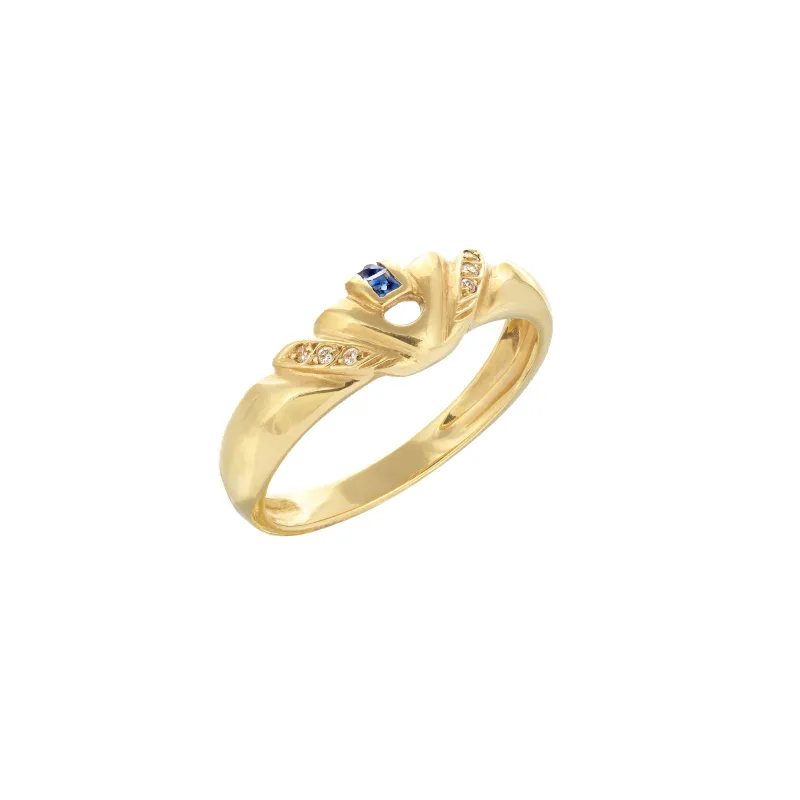 Marcolino Anel Ouro Amarelo com Safira 300358