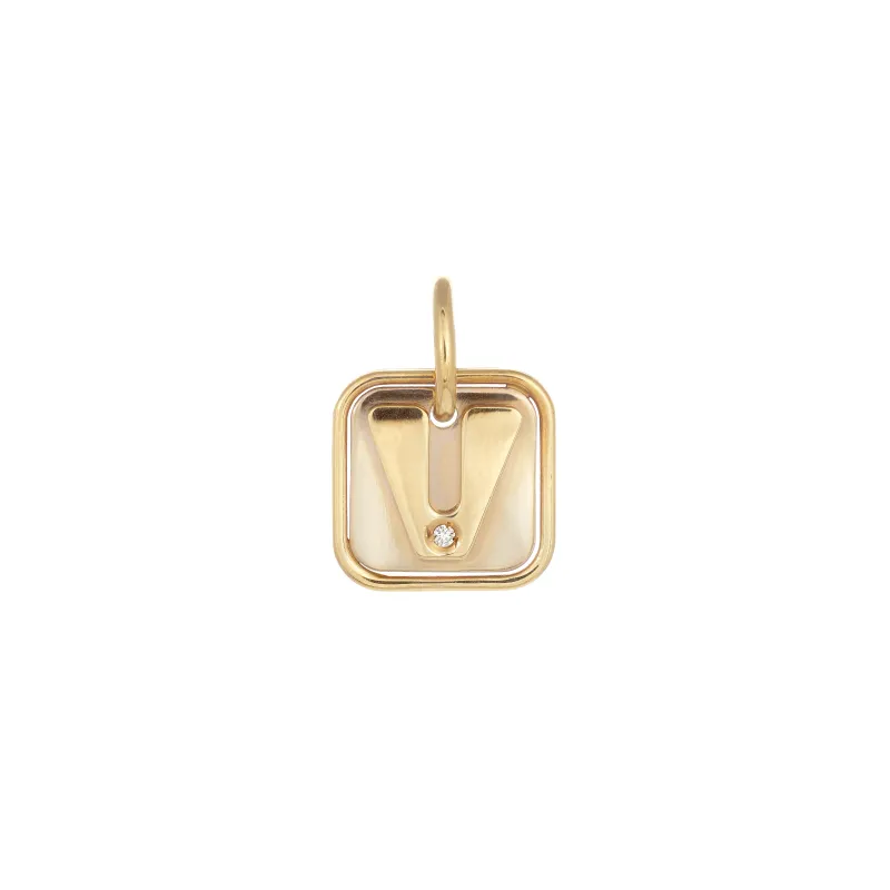 Marcolino Medalha Letra Ouro Bicolor com Diamantes 201666