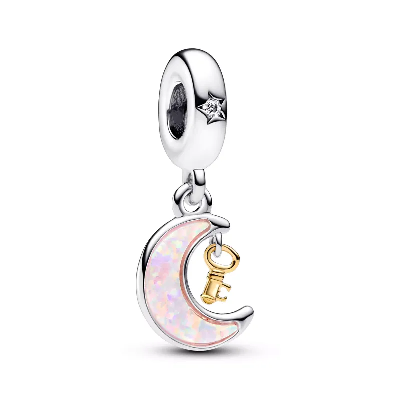 Pandora Moon and key sterling silver and 14k gold-plated dangle with 762985C01