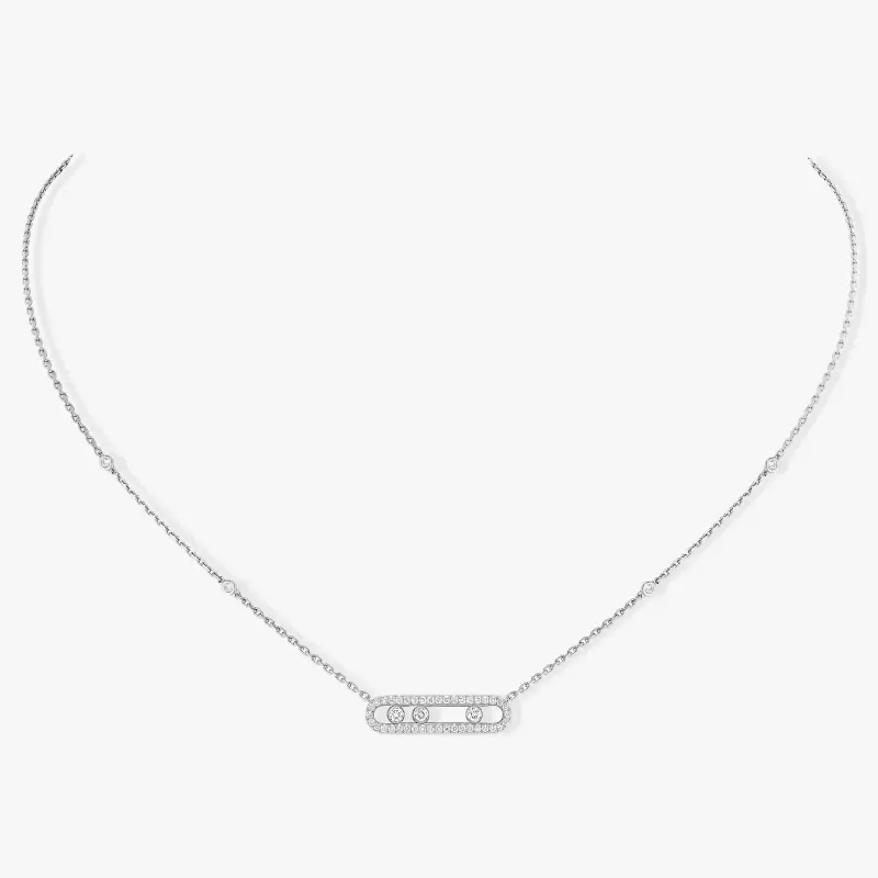 Messika Colar Pavé de Diamantes em Ouro Branco Baby Move MEK.01.FI.04322.WG