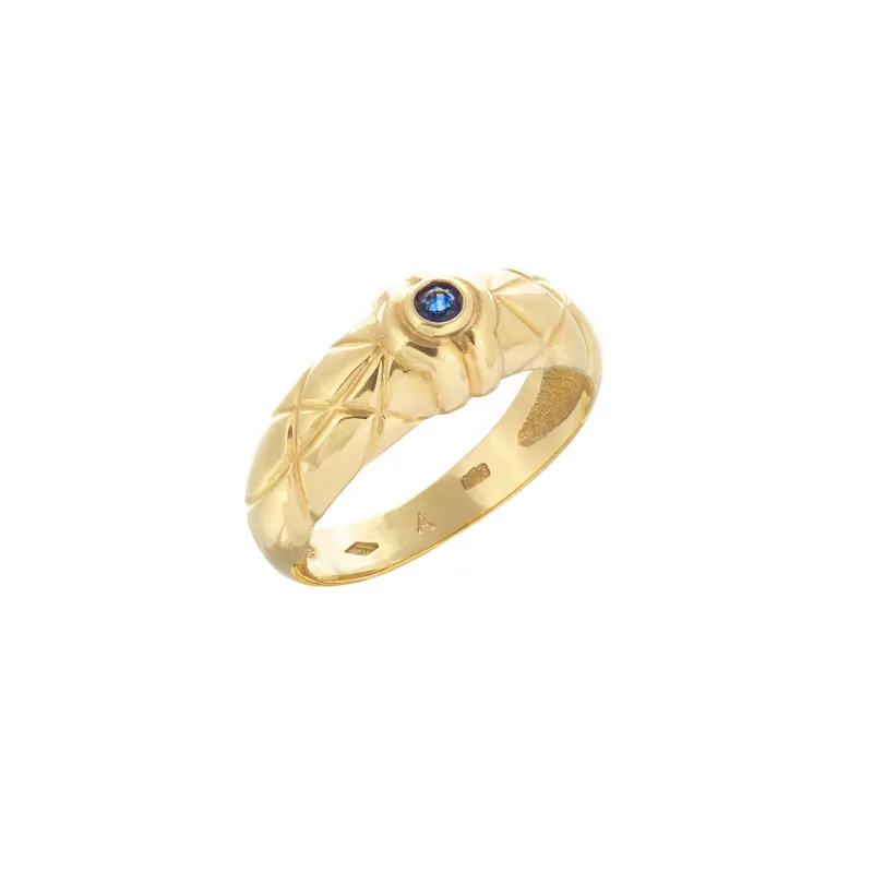 Marcolino Anel Ouro Amarelo com Safira 301196