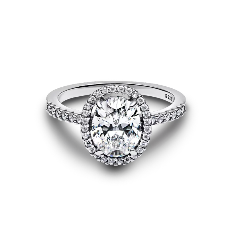 Pandora Anel Solitario Prata Oval Brilhante 193777C01-54