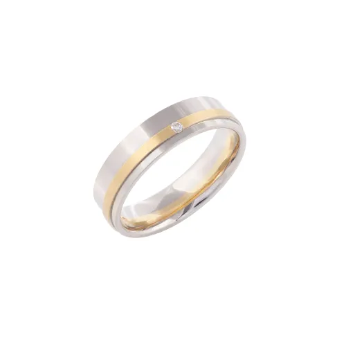 Image Bicolor Wedding Ring with Diamonds