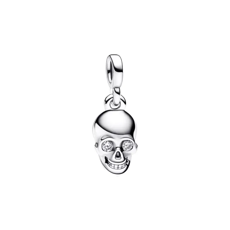 Pandora Skull sterling silver mini dangle with clear cubic zirconia 792804C01