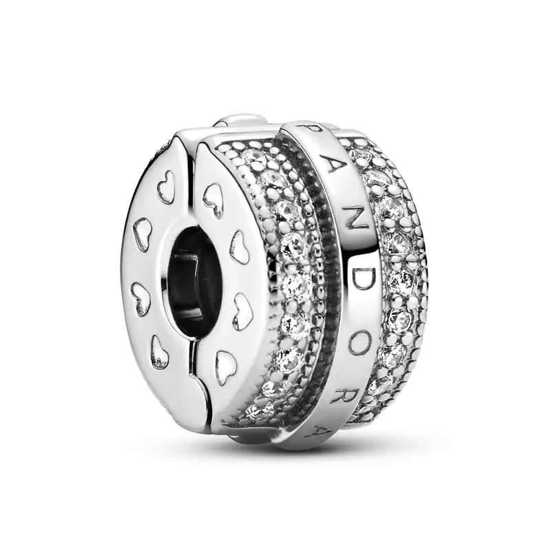 Pandora Sparkling Pavé Lines & Logo Clip Charm 799042C01
