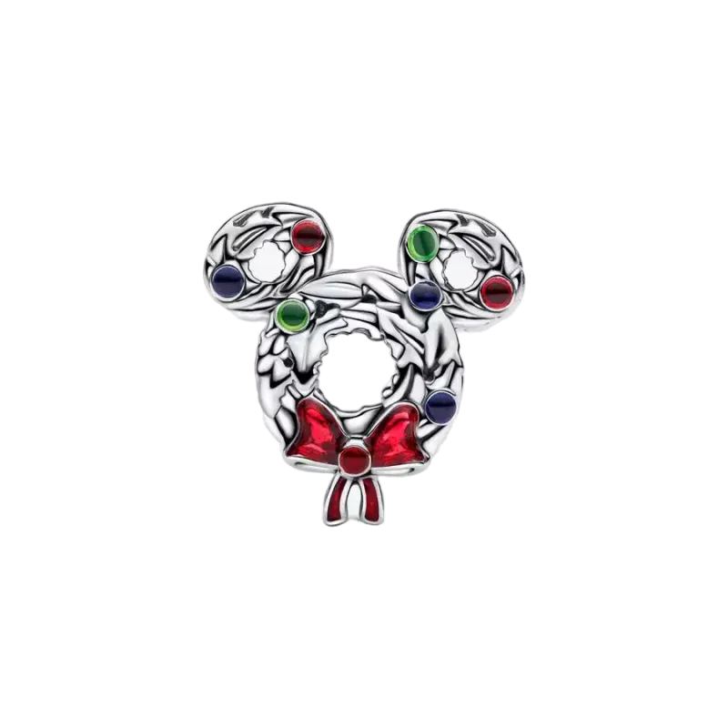 Pandora Disney Mickey Mouse wreath sterling silver charm with transp 793531C01