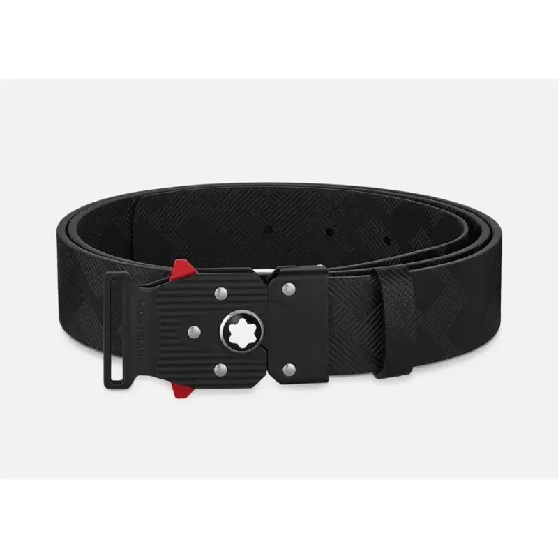 Montblanc LOCK 4810 buckle printed black 35 mm leather belt 129992
