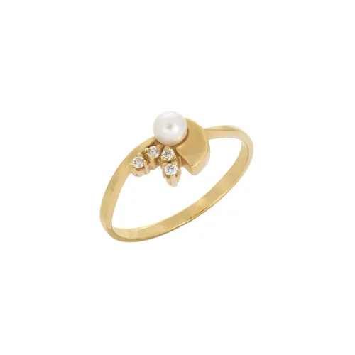 Anel em Ouro com Perola e Diamantes                         