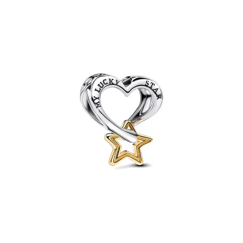 Pandora Heart and star sterling silver and 14k gold-plated charm 763513C00
