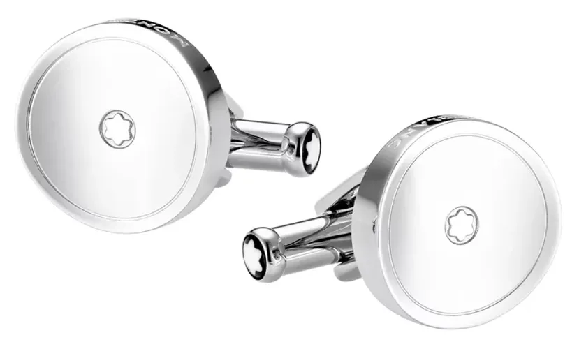 Image Cufflinks, round, steel, MONTBLANC emblem