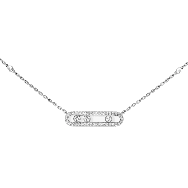 Messika Colar Pavé de Diamantes em Ouro Branco Baby Move MEK.01.FI.04322.WG