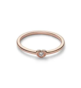 Heart 14k rose gold-plated ring with clear cubic zirconia   