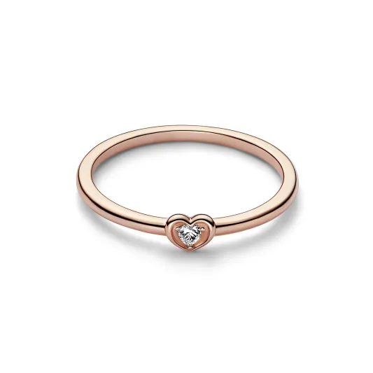 Pandora Heart 14k rose gold-plated ring with clear cubic zirconia 182495C01-54