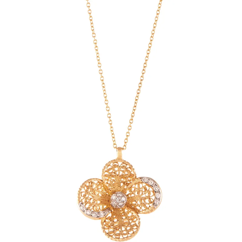 Eleutério COLAR OURO AMARELO 15 DIAMANTES 0,12 cts CLOA0109
