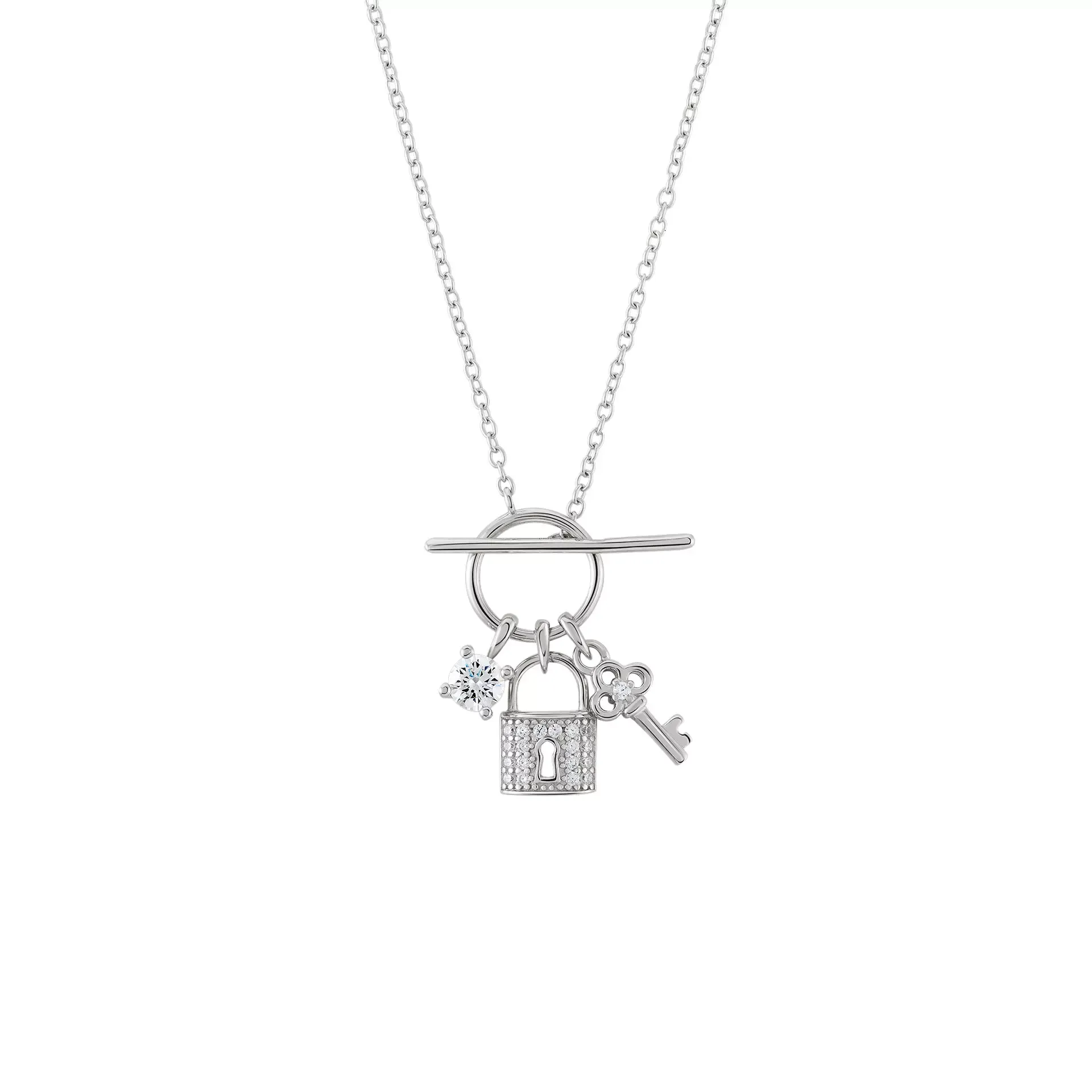 Imagem Colar Valentines Key and Locket Silver
